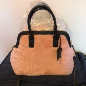 Pink fur handbag